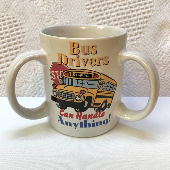 Three handled novelty mug, school “Bus Drivers Can Handle Anything!” - Picture 2 of 6